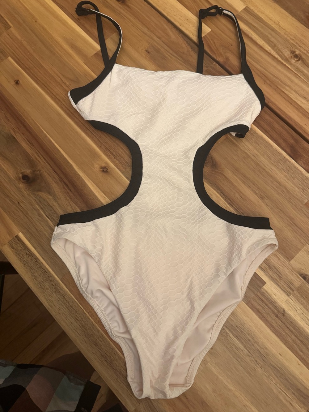 Used once Anthropology(Sanctuary beige Cutout One-Piece Swimsuit  size S